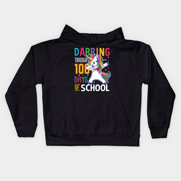 Dabbing Through 100 Days Of School For Student Teacher Kids Hoodie by HCMGift